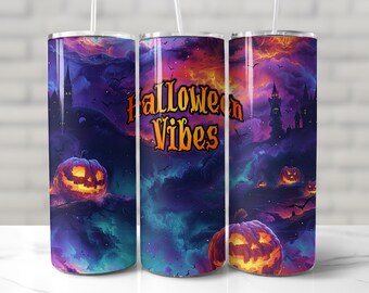 HALLOWEEN TUMBLER WRAP, Spooky Season Sublimation png, 20 oz Skinny Tumbler Wrap, Halloween Pattern, Pumpkin Sublimation Tumbler, Scary