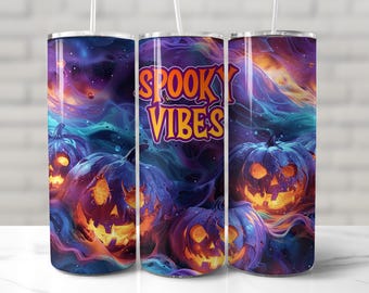 HALLOWEEN TUMBLER WRAP, Spooky Season Sublimation png, 20 oz Skinny Tumbler Wrap, Halloween Pattern, Pumpkin Sublimation Tumbler, Scary