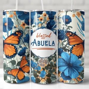 Abuela Tumbler Wrap, 20oz Skinny Tumbler Sublimation Design, Seamless Tumbler Wrap, Abuela Tumbler PNG, Grandma Tumbler Wrap SVG