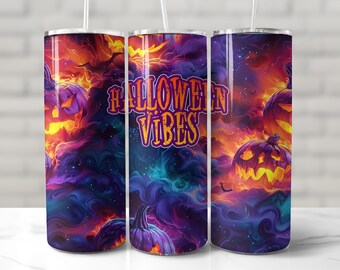 HALLOWEEN TUMBLER WRAP, Spooky Season Sublimation png, 20 oz Skinny Tumbler Wrap, Halloween Pattern, Pumpkin Sublimation Tumbler, Scary