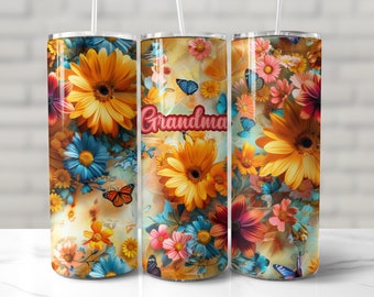 Envoltura de vaso de abuela, diseño de sublimación de vaso delgado de 20 oz, envoltura de vaso sin costuras, vaso de abuela PNG, vaso de abuela, envoltura de abuela