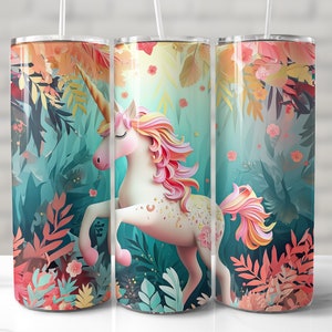 3D Unicorn Tumbler Wrap, Baby Unicorn Tumbler Wrap, Seamless Tumbler Wrap, Fantasy, Mythological, 20 oz Skinny Tumbler PNG, Sublimation