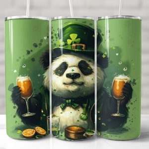 St Patricks Day TUMBLER WRAP St Patricks Day TUMBLER WRAP 20 Unzen Skinny Tumbler Design nahtlose Becher irish png Panda Shamrock