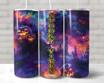 HALLOWEEN TUMBLER WRAP, Spooky Season Sublimation png, 20 oz Skinny Tumbler Wrap, Halloween Pattern, Pumpkin Sublimation Tumbler, Scary