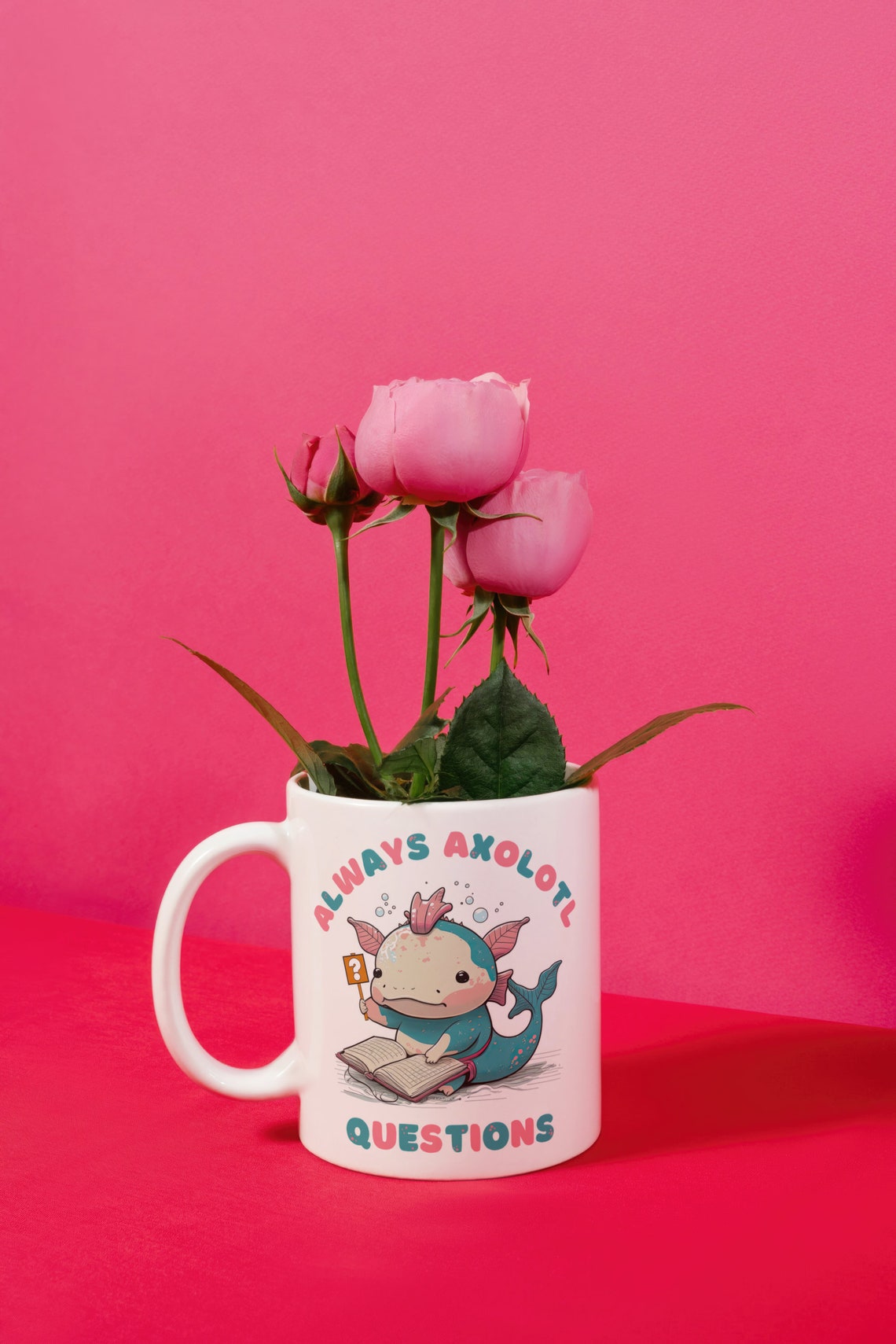 Always Axolotl Questions Mug, Cute Salamander Coffee Cup, Science ...