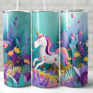 3D Unicorn Tumbler Wrap, Baby Unicorn Tumbler Wrap, Seamless Tumbler Wrap, Fantasy, Mythological, 20 oz Skinny Tumbler PNG, Sublimation