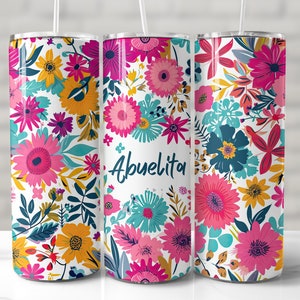 Abuelita Tumbler Wrap, 20oz Skinny Tumbler Sublimation Design, Seamless Tumbler Wrap, Abuelita Tumbler PNG, Grandmother Tumbler, Abuela Wrap