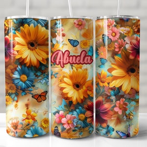 Abuela Tumbler Wrap, 20oz Skinny Tumbler Sublimation Design, Seamless Tumbler Wrap, Abuela Tumbler PNG, Grandmother Tumbler, Abuelita Wrap