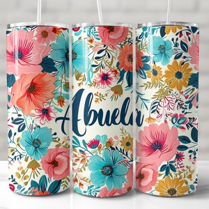 Abuela Tumbler Wrap, 20oz Skinny Tumbler Sublimation Design, Seamless Tumbler Wrap, Abuela Tumbler PNG, Grandmother Tumbler, Abuelita Wrap