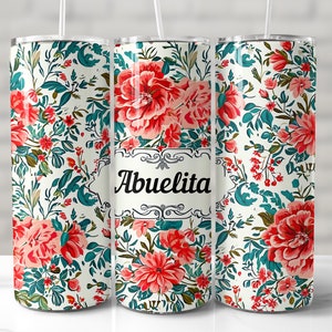Abuelita Tumbler Wrap, 20oz Skinny Tumbler Sublimation Design, Seamless Tumbler Wrap, Abuelita Tumbler PNG, Grandmother Tumbler, Abuela Wrap