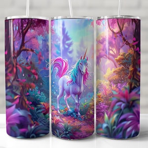 3D Unicorn Tumbler Wrap, Baby Unicorn Tumbler Wrap, Seamless Tumbler Wrap, Fantasy, Mythological, 20 oz Skinny Tumbler PNG, Sublimation