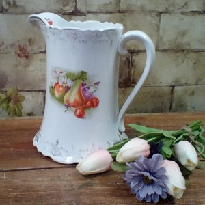 Vintage Porcelain Pitcher from Globe China, 7 1/2&quot; Tall and 7 1/2&quot; From Handle to Spout, Milk Pitcher from the 1920s or early 30s, Good Cond