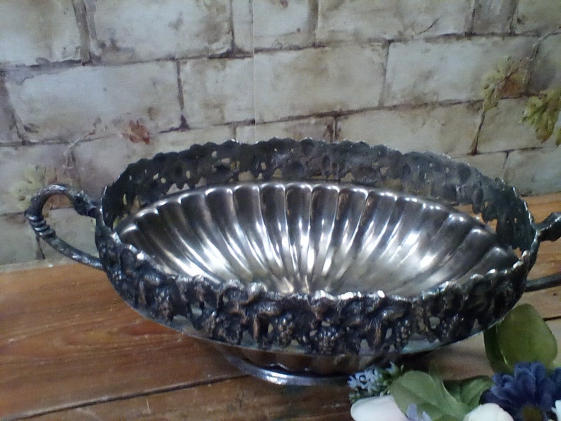 Vintage Silver Plate Centerpiece Bowl 18 Across Etsy