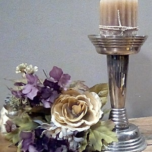 Vintage Heavy Silver Plate Candleholder. 8 3/4&quot; Tall and 5&quot; Across at top and Base. Unmarked Heavy Silver Plate. Great Patina.