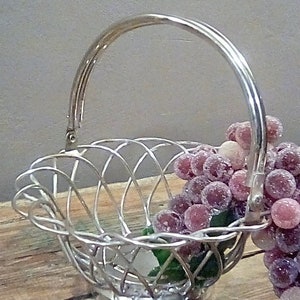Silver Serving Piece Silver Service Old Silver plate Wire Worked Basket 1950s Wire Silver Plate Grape Basket.