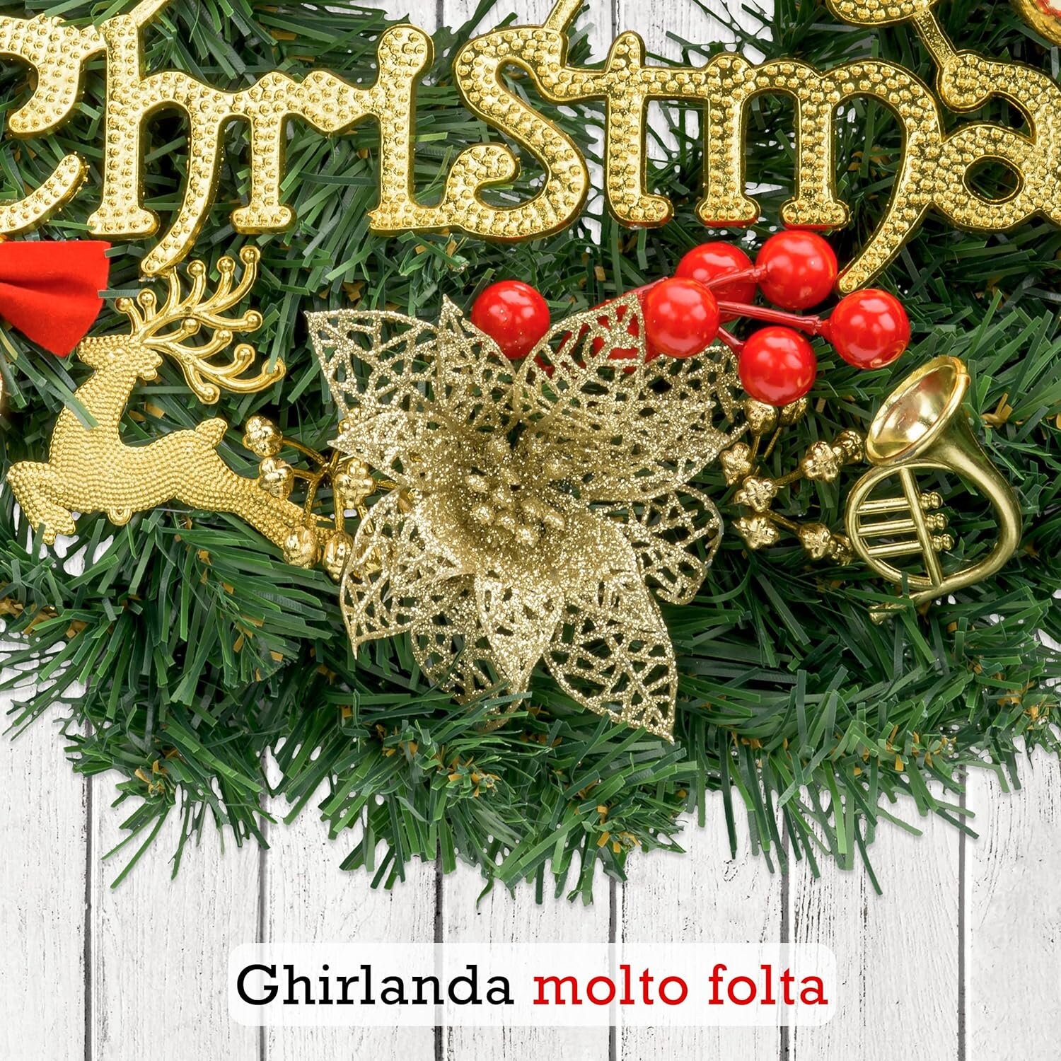 Ghirlanda Natalizia Vickerman In PVC – 16 Pollici, Non Illuminata, Effetto Floccato - 3