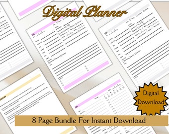 Digital Planner Journal Bundle Instant Download