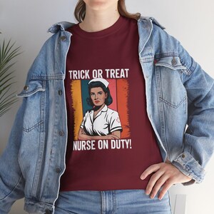 Nurse on Duty Halloween T-Shirt  Scary Nurse Costume for Halloween  Cute  Creepy Nurse Themed Halloween Apparel