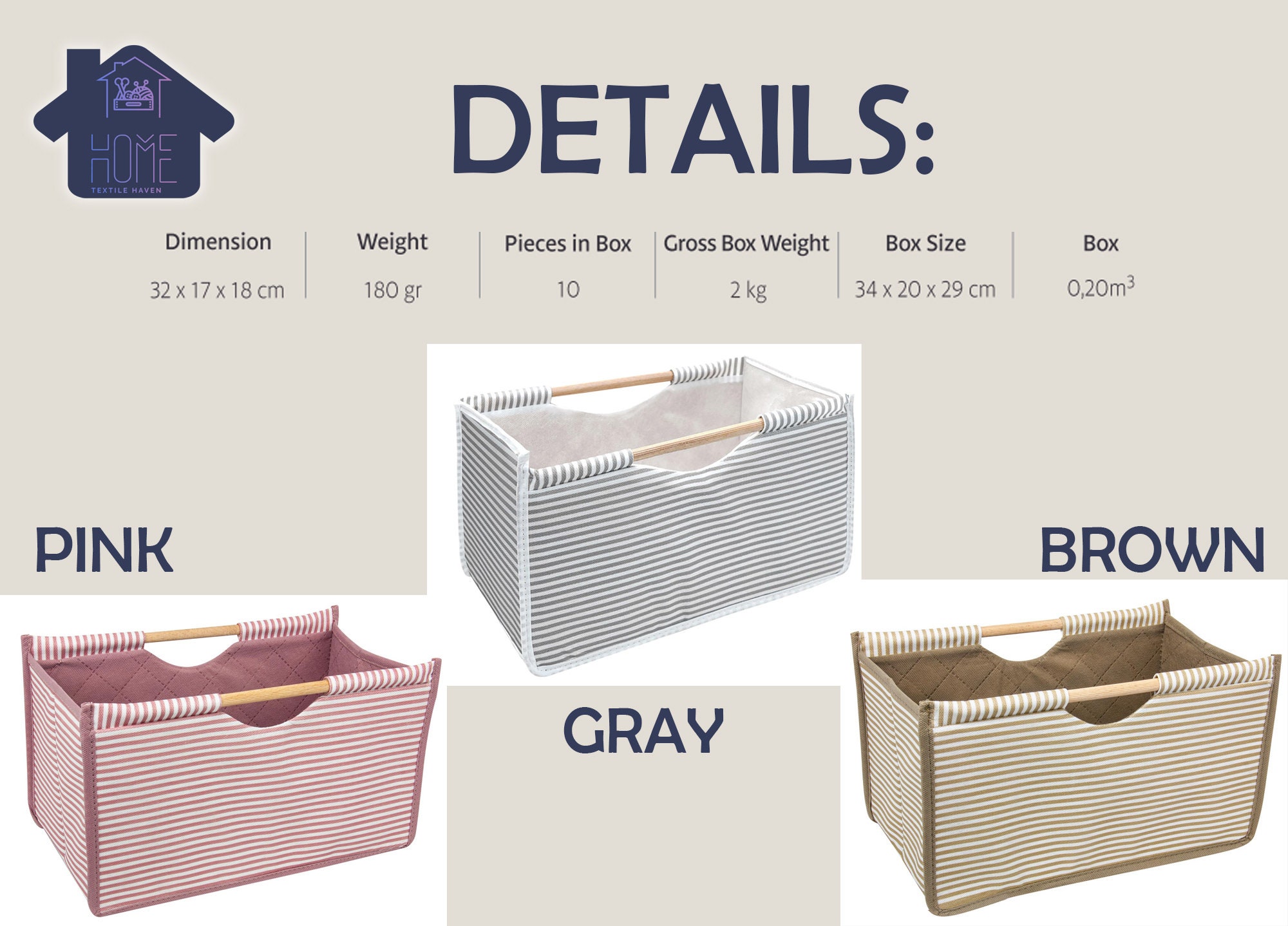 Fabric Storage Bins, Fabric Storage Box, Storage Box With Handle Wooden