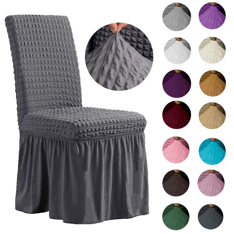 Chair Covers, Skirted Crepe Chair Covers, Colorful Chair Covers, High