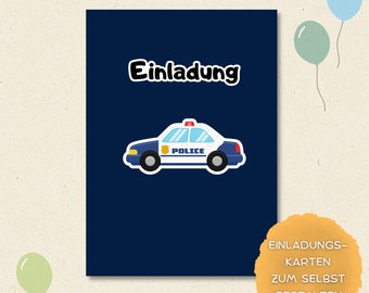 Sticker set for police invitation cards - to design yourself for a child's birthday