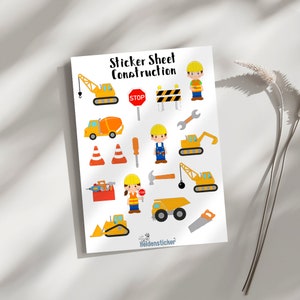 Bouwplaats stickervel - Stickers voor kinderen, scrapbooking, Bullet Journal, kalender, graafmachine