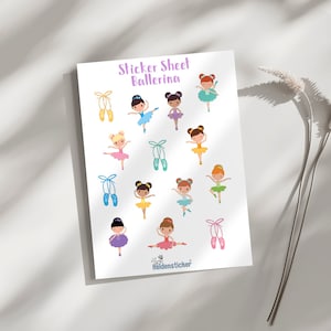 Ballerina Sticker Sheet - Aufkleber für Kinder, Scrapbooking, Bullet Journal, Kalender