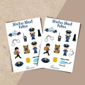 Police Sticker Sheet - Stickers for kids, scrapbooking, bullet journal, calendar