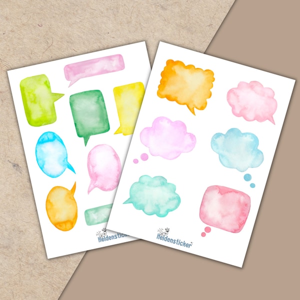 Sprechblasen Sticker Sheet - Aufkleber für Kinder, Scrapbooking, Bullet Journal, Kalender