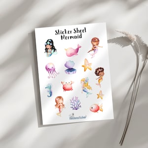 Mermaid Sticker Sheet - Stickers for Kids, Scrapbooking, Bullet Journal, Calendar