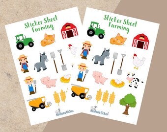 Farm Sticker Sheet - Stickers for kids, scrapbooking, bullet journal, calendar