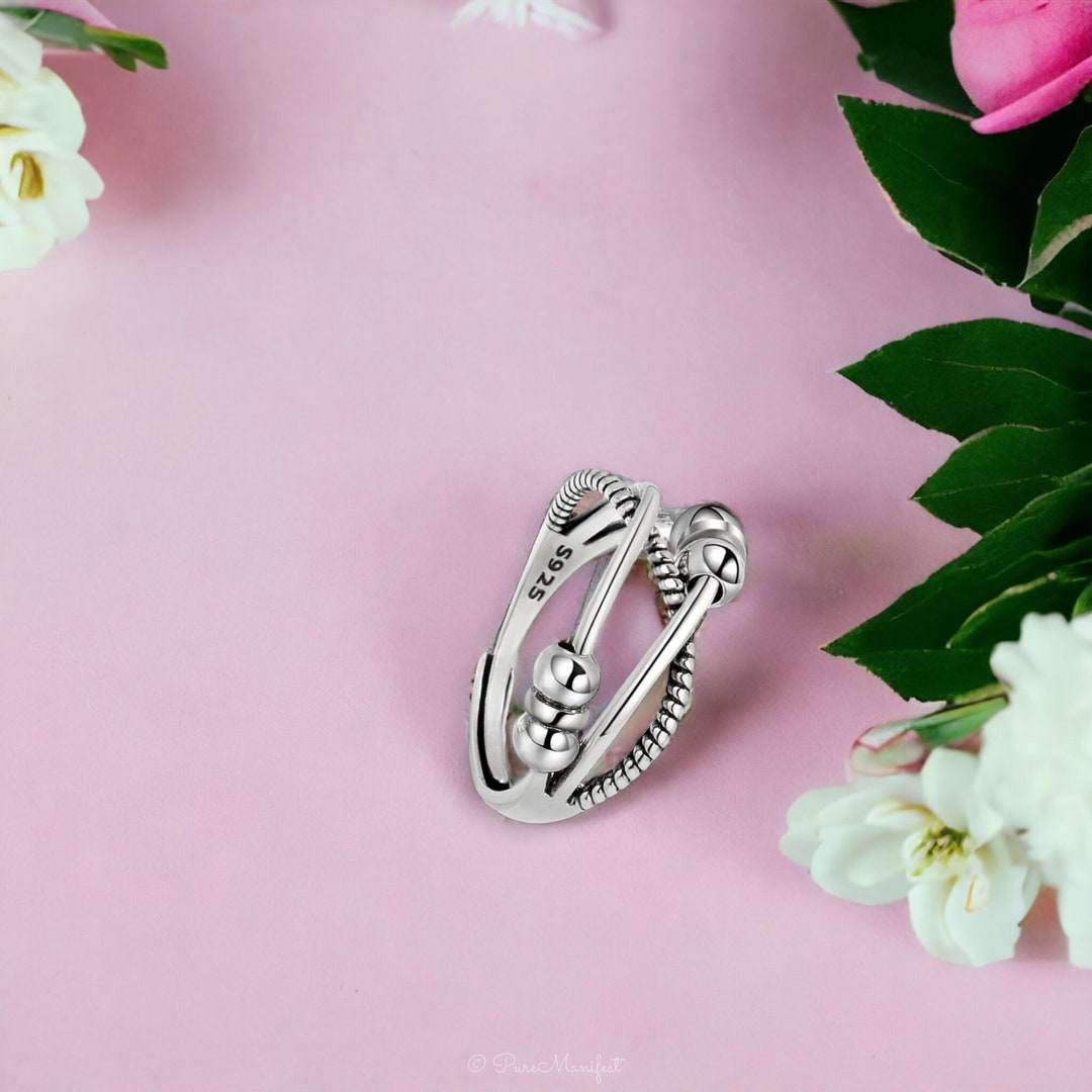 925 Sterling Silber ADHS Angst Perlen Ring Anti Stress Ring Etsy