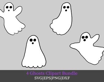 Halloween Ghost Clipart Bundle, Ghost Sublimation, Hand drawn vector ghosts, Halloween Stickers, Ghost Glass Wrap, Ghost Tumbler, Ghosts SVG