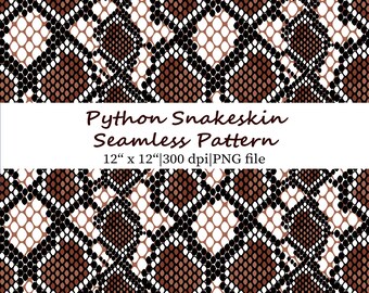 Brown Python Snake Skin Seamless Pattern, Exotic Background Texture PNG (Digital Download)