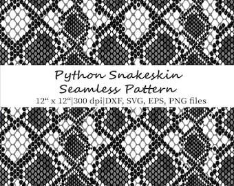 Monochrome Python Snake Skin Seamless Pattern, Exotic Background Texture SVG, EPS, PNG (Digital Download)