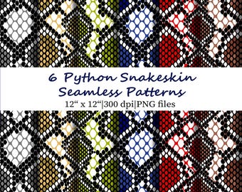 6 Python Schlangenhaut Muster Bündel, exotische Hintergrund Texturen PNG Set, Reptil Print Digitale Papiere (Digitaler Download)