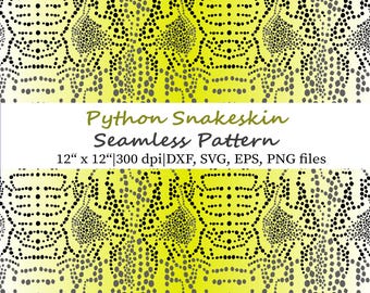 Yellow Ombre Python Snake Skin Seamless Pattern, Exotic Background Texture SVG, EPS and PNG (Digital Download)