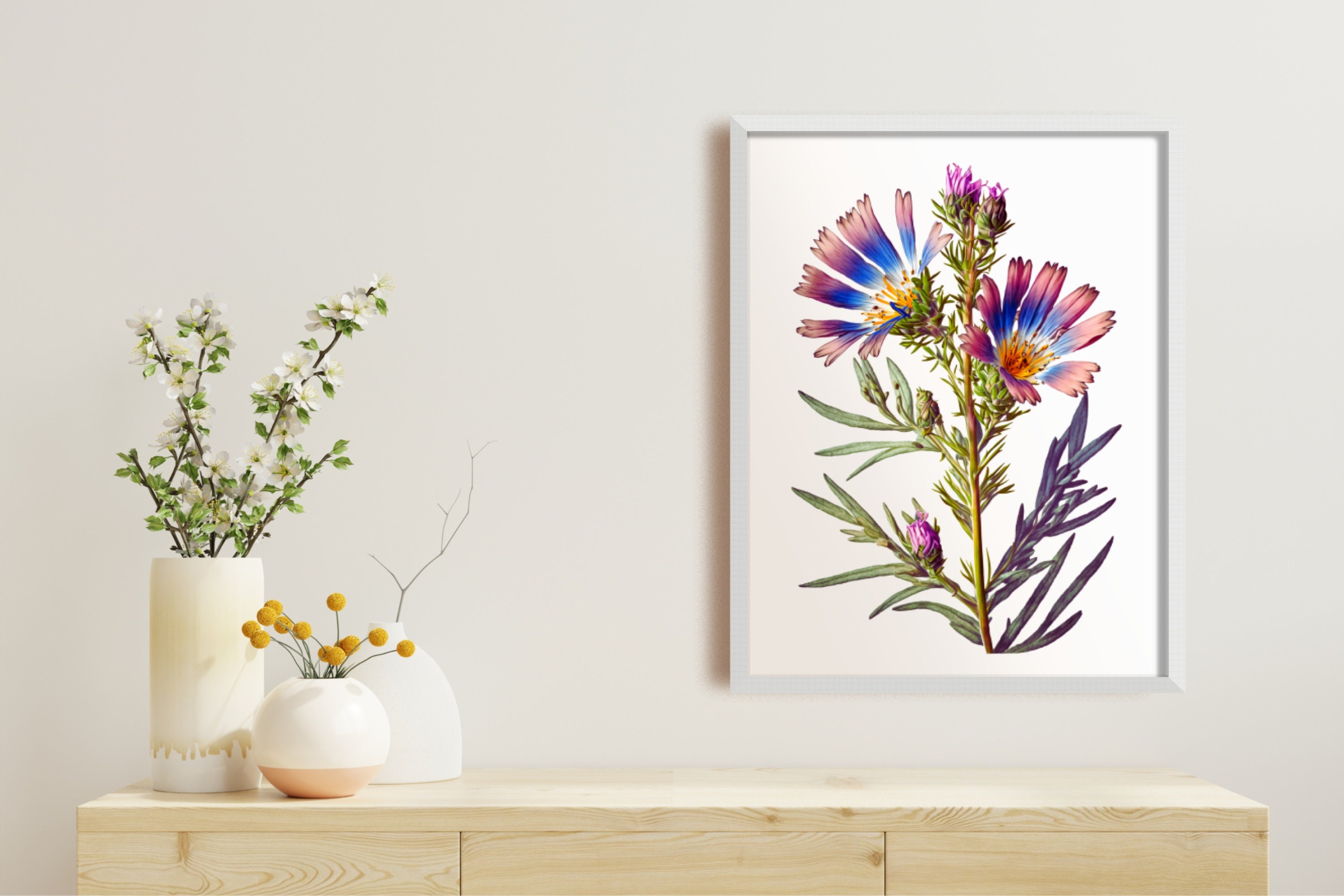 Watercolor Wildflower Poster: Floral Wall Art for Living Room - Etsy