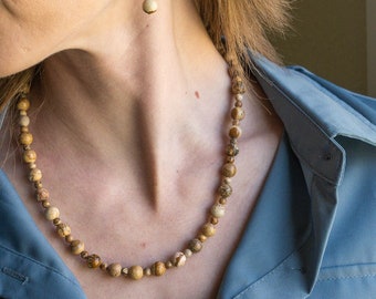 Natural Picture Jasper beaded handmade necklace