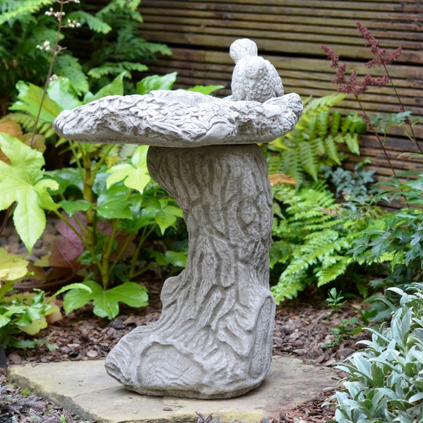Birds Nest Hand Cast Stone Bird Bath - Best Quality Highly Detailed Garden Ornaments Decor.