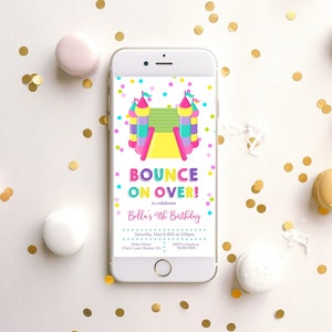Bounce House Birthday Invitation Text, Girl Pink Bounce Birthday Invitation Editable Template Instant Download 803