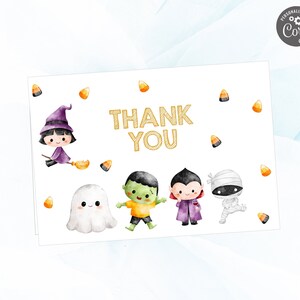 Cartão de agradecimento de Halloween, modelo editável de agradecimento de aniversário de Halloween, download instantâneo 846