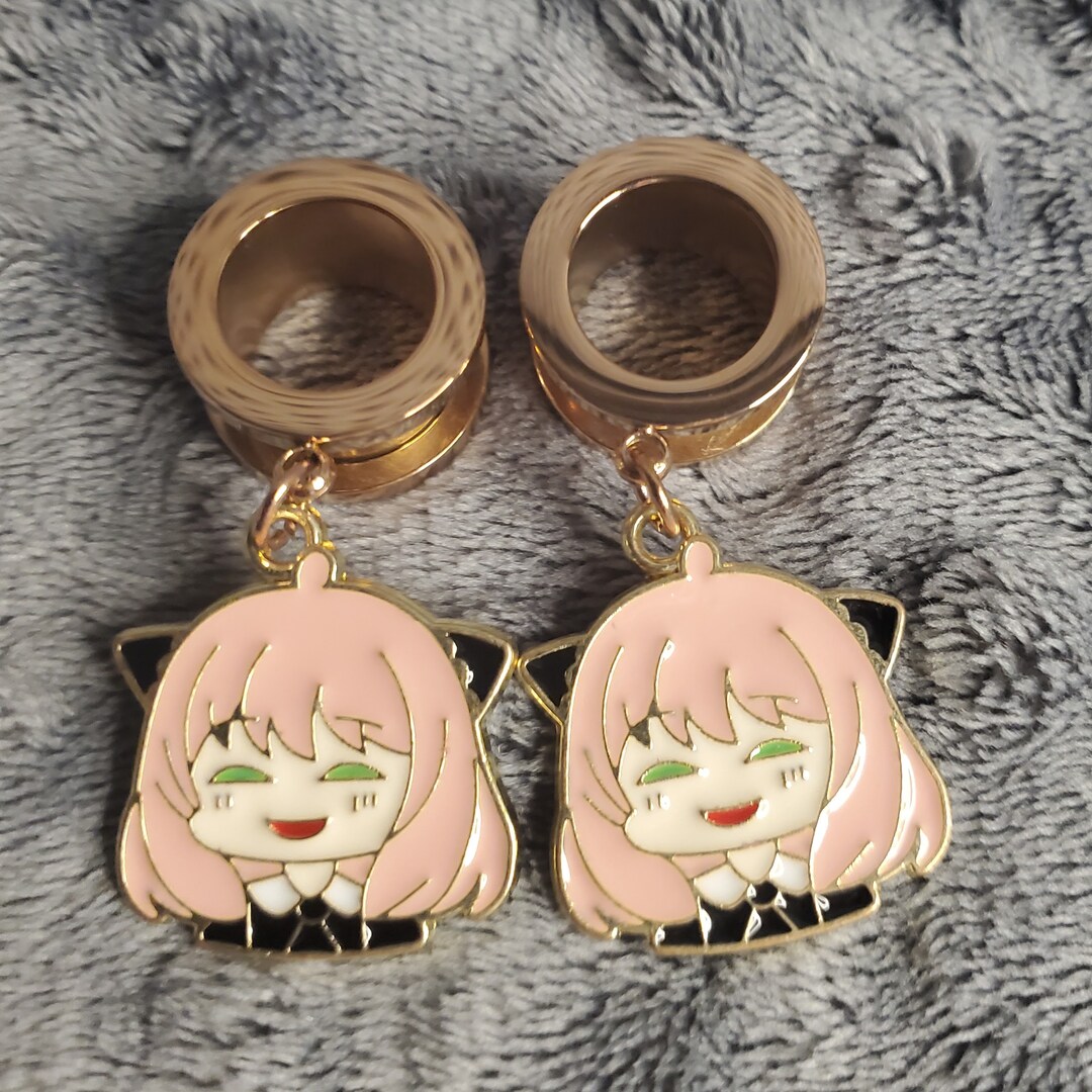 Pink Anime Girl Gauges, Rose Gold Etsy