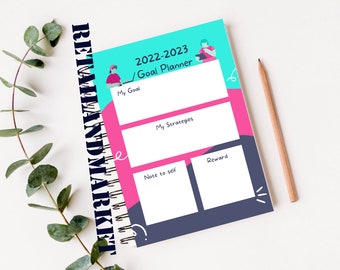 Goal Planner 2023 Goals Tracker, Kit de establecimiento de objetivos SMART, Año nuevo, Reflexiones de hábitos mensuales, Productividad, Imprimibles de tablero de visión
