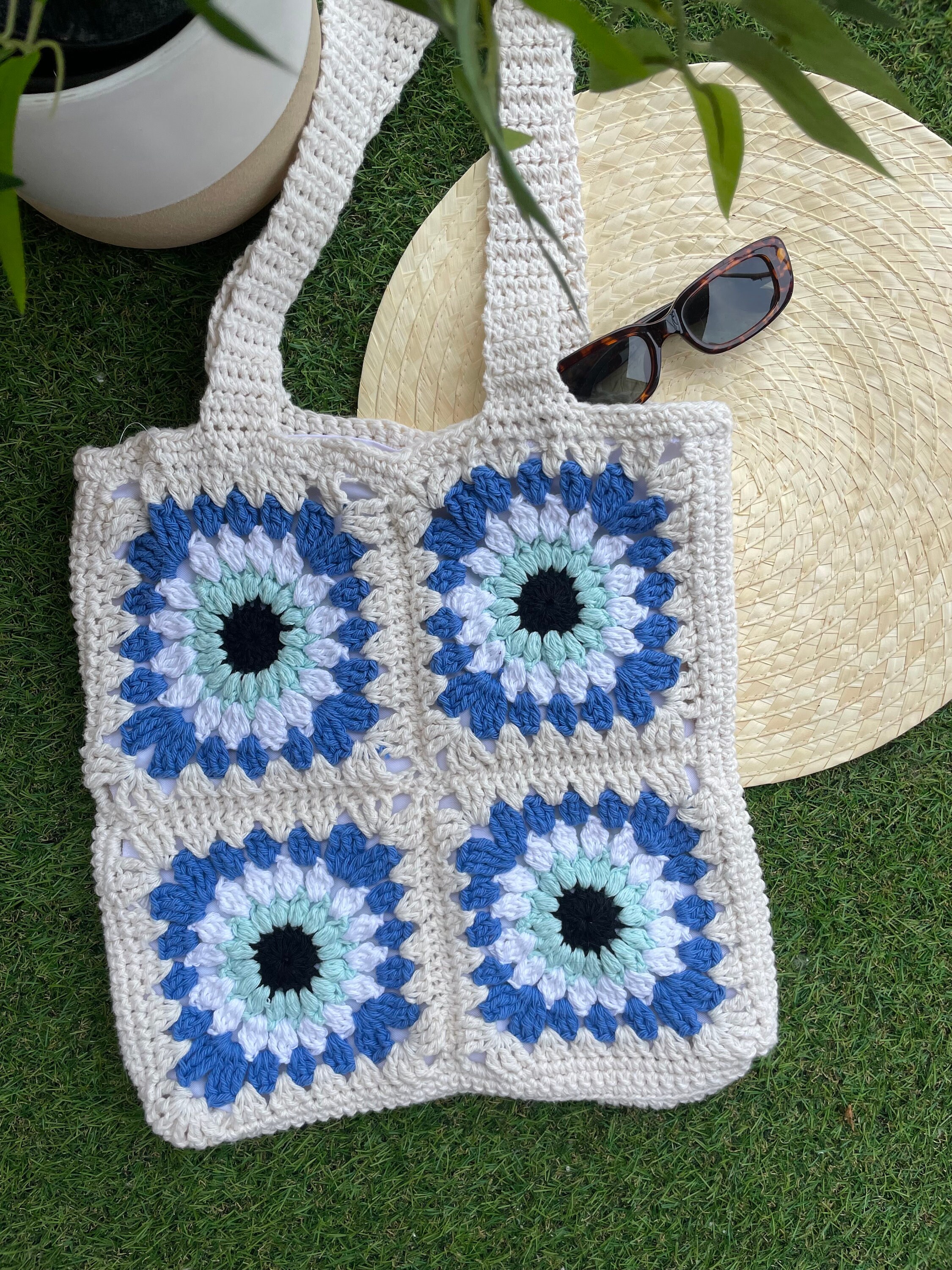 Crossbody Crochet Orange Small Evil Eye Bag.