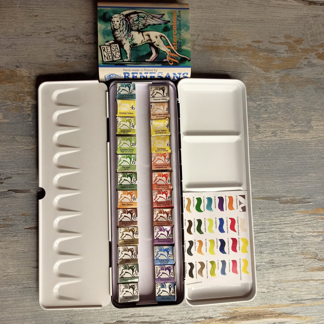 Extra-fine Watercolour Box Set 24 Colours Renesans Half Pan - Etsy