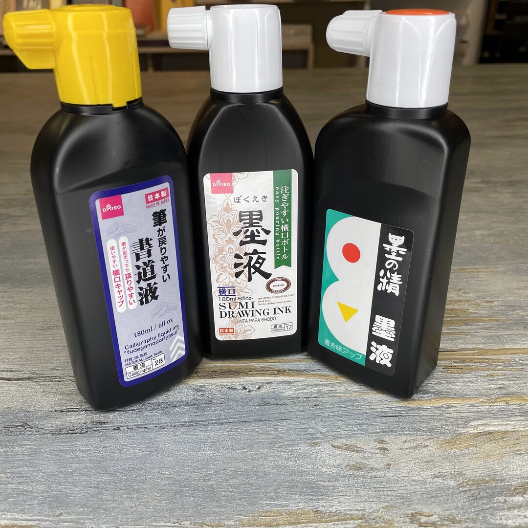 Daiso Sumi Drawing Ink Calligraphy Ink 180ml No.17, No.28, Bokuundo