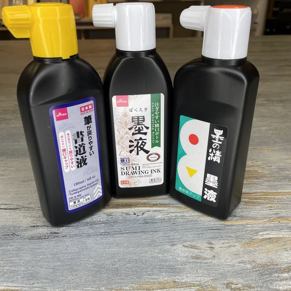 Daiso Sumi Drawing Ink Calligraphy Ink 180ml No.17, No.28, Boku