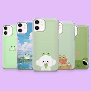 Frosch Handyhülle Grün Tier Süße Kröte Cover für iPhone 16Pro, 15, 14, 13, 12, Samsung S25Ultra, S24, S23, S22, A16, A55, A25, Pixel 9Pro, 8