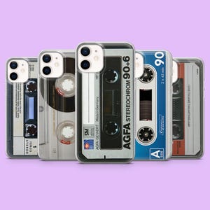 Cover per telefono a forma di cassetta, stile retrò anni '80, VHS, per iPhone 17, 17 Pro, 16, 15, 14, 13, 12, Samsung S26 Ultra, S25 Fe, A17, A16, A56, Pixel 10